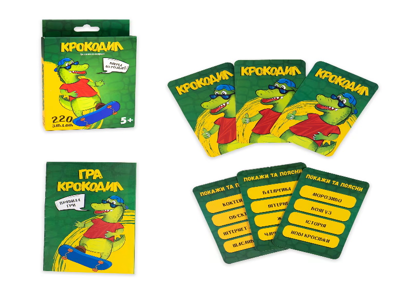 Настольная игра "Крокодил" развлекательная на украинском языке, в кор. 14*9*2см, ТМ Стратег, Украина