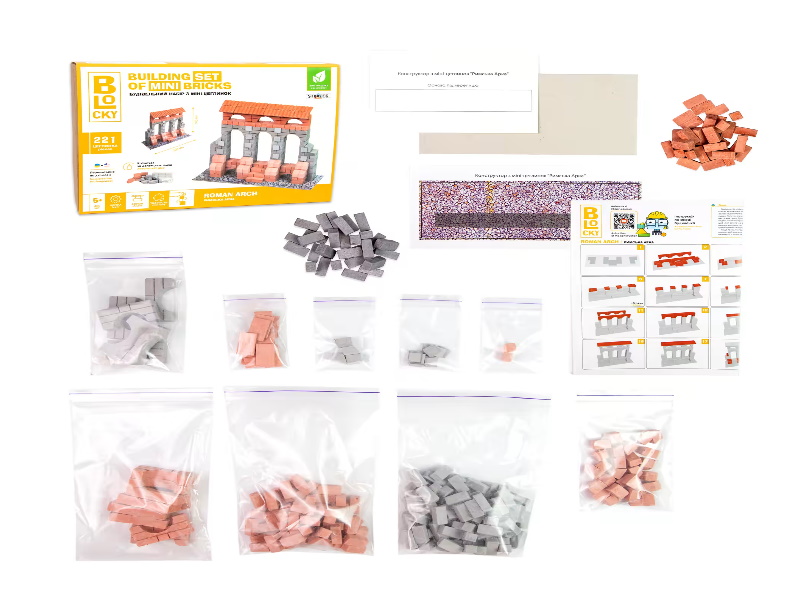 Строительный набор для творчества из мини-кирпичиков BLOCKY Римская Арка, в кор. 14,5*12*4см, ТМ Стратег, Украина