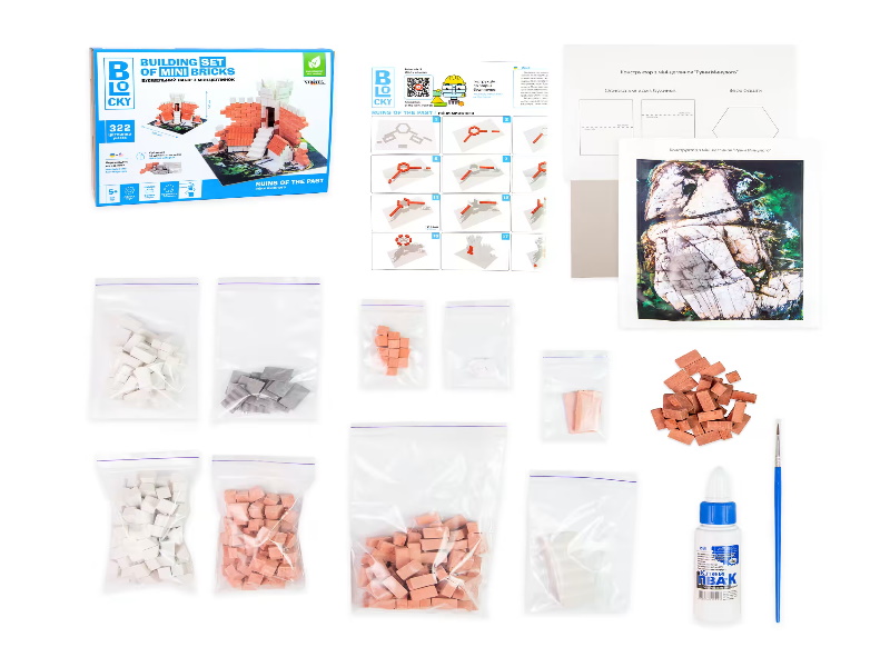 Строительный набор для творчества из мини-кирпичиков BLOCKY Руины прошлого, в кор. 14,5*12*4см, ТМ Стратег, Украи'на