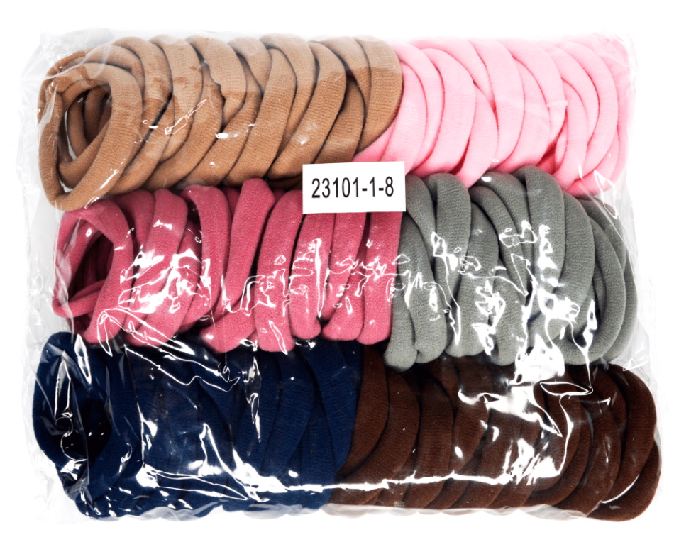 Резинка для волос разноцветная-1, 4,5см, ЦЕНА ЗА УП. 100ШТ, в пак. 21*17см