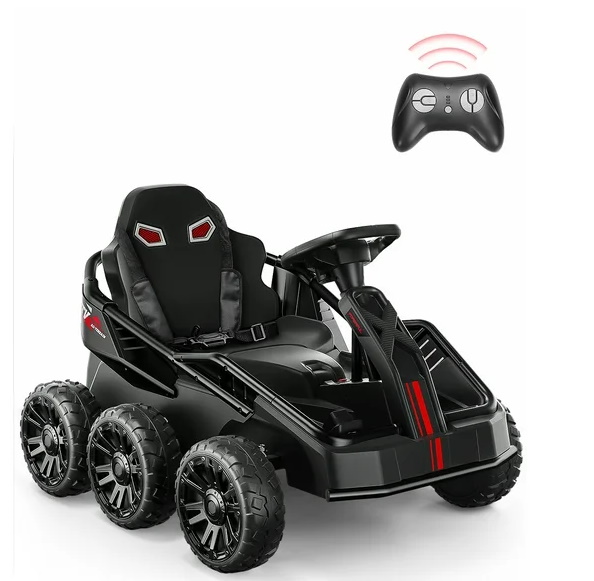 Электрокарт р/к 2,4G, 4 мотора 35W, 2 аккумулятора, 12V7AH, 6 колес EVA, кож.сиденья, черный в кор.97*60*42см (1шт)