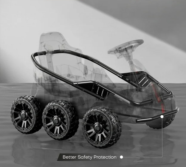 Электрокарт р/к 2,4G, 4 мотора 35W, 2 аккумулятора, 12V7AH, 6 колес EVA, кож.сиденья, черный в кор.97*60*42см (1шт)