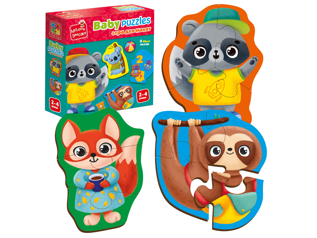 Гра розвиваюча пазли картонні з грою. Тварини. Іграшки укр, в кор.16*16*4см, ТМ Vladi Toys, Україна
