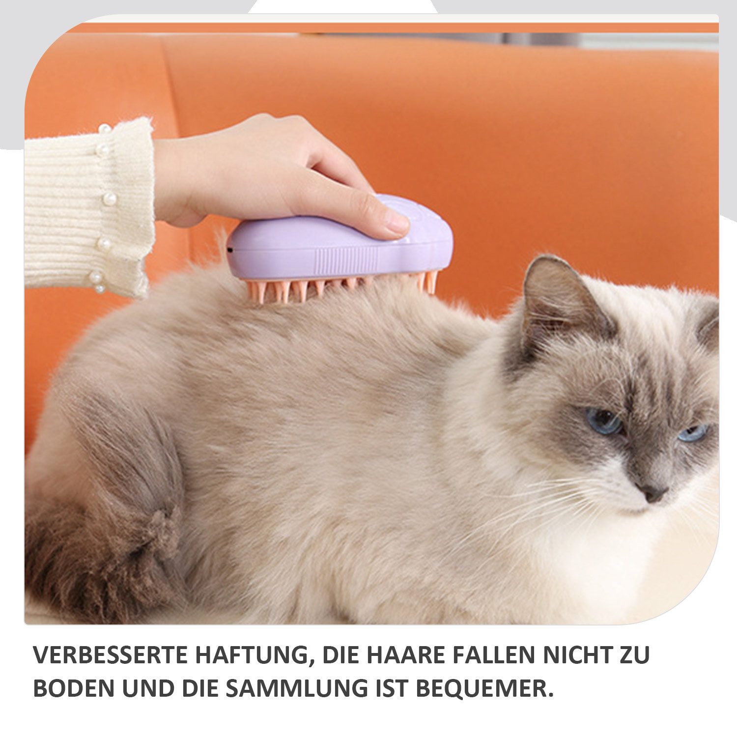 Щітка для тварин з відпарювачем на акумуляторі, рожева в кор.12*7*6см