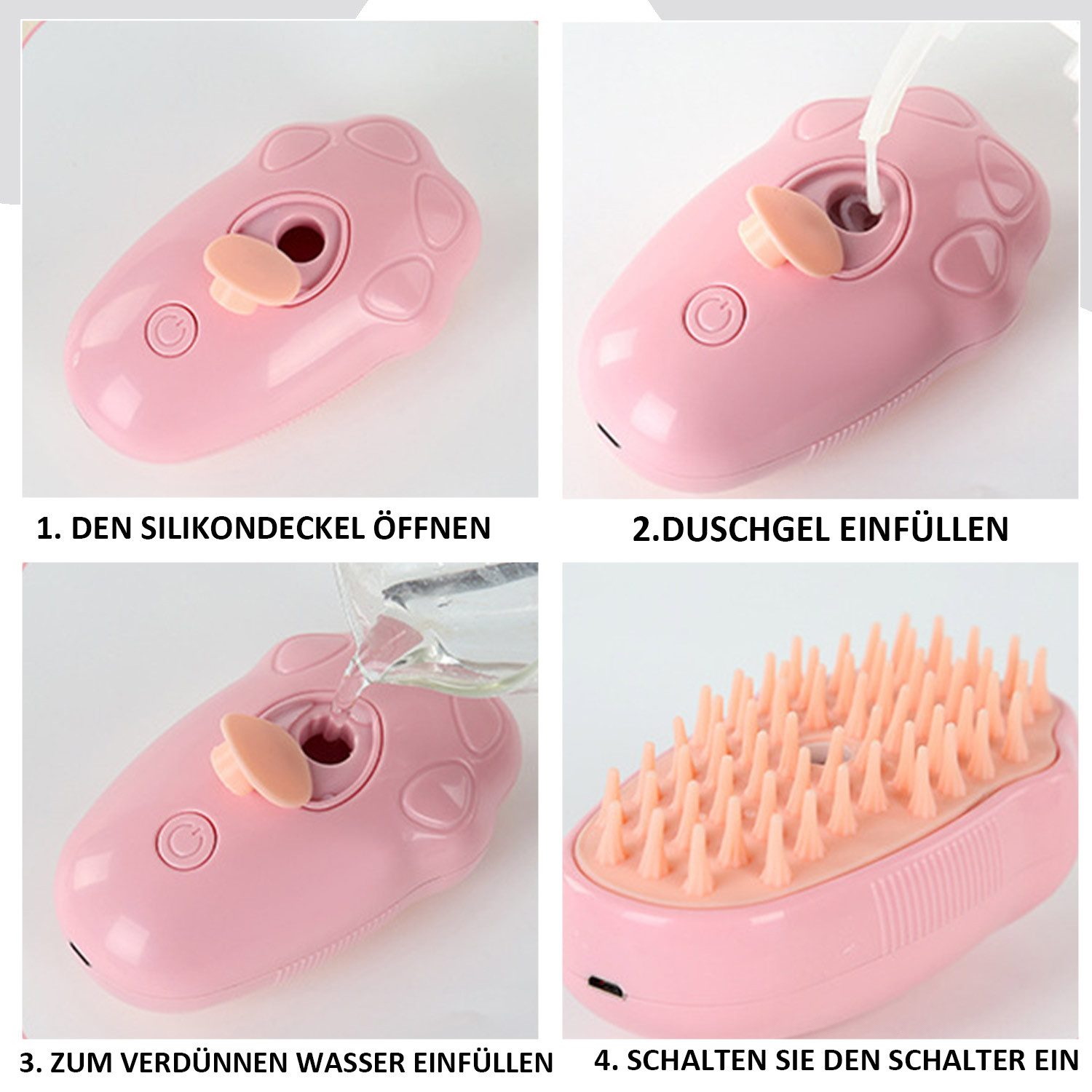 Щітка для тварин з відпарювачем на акумуляторі, фіолетова  в кор.12*7*6см