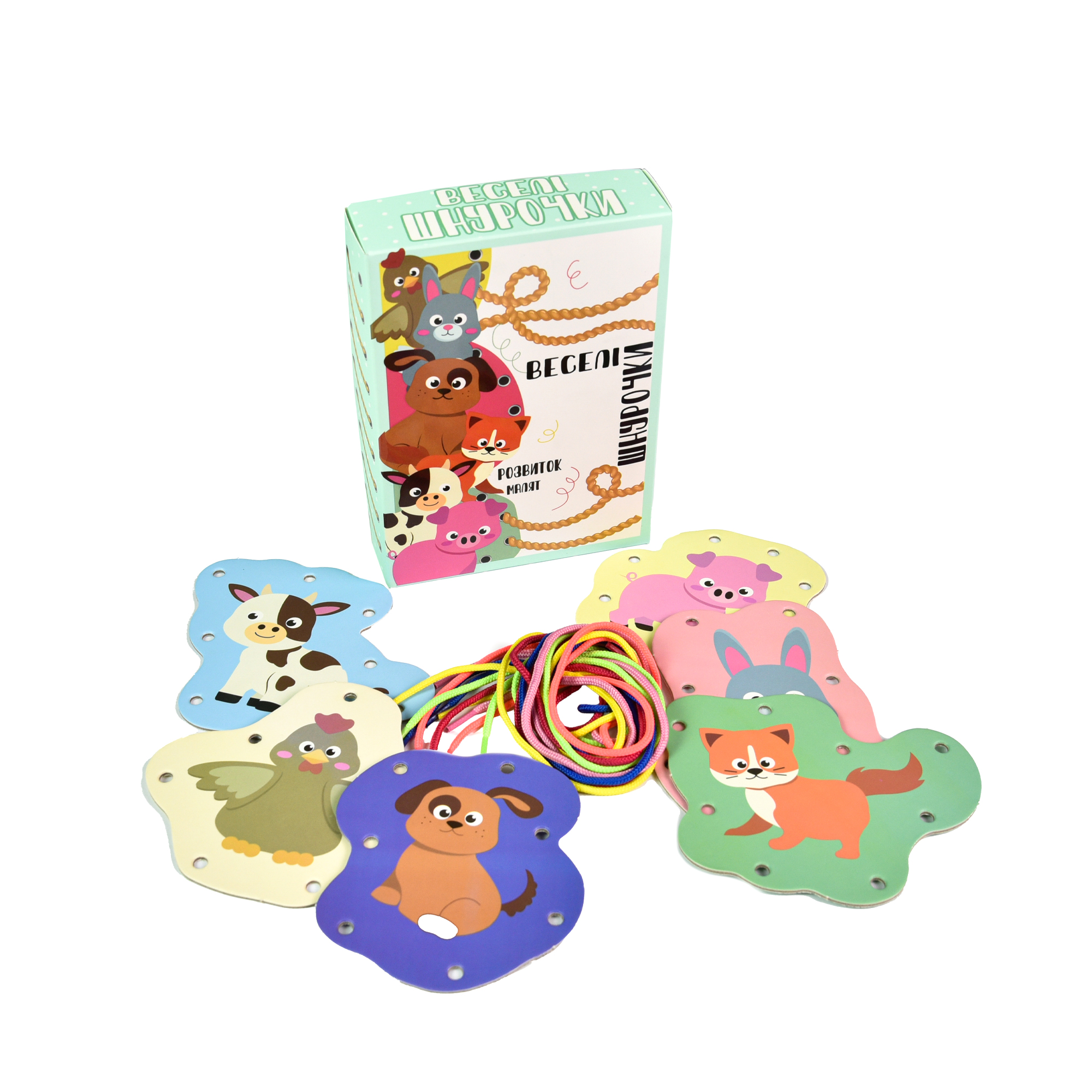 Настольная игра Веселые шнурочки животные на украинском языке, в кор. 18*13*4см, ТМ Стратег, Украина