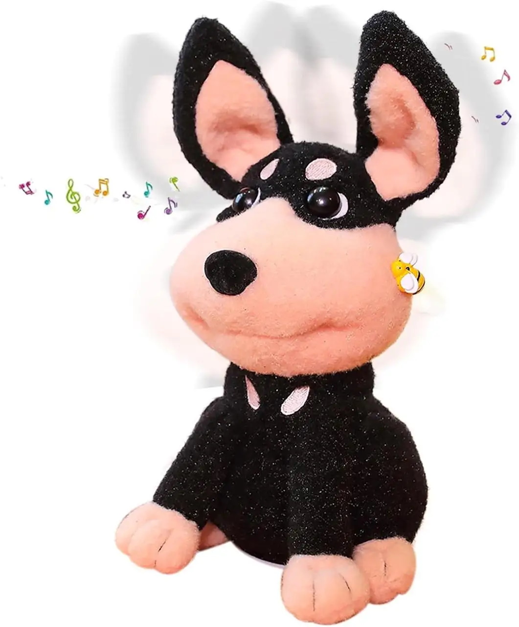 Собака 25см, аккум, повтор, звук, плюш, реагирует на пчелу, USB зарядное, подвижное, на батар., в кор. 16*24*15см (20шт)