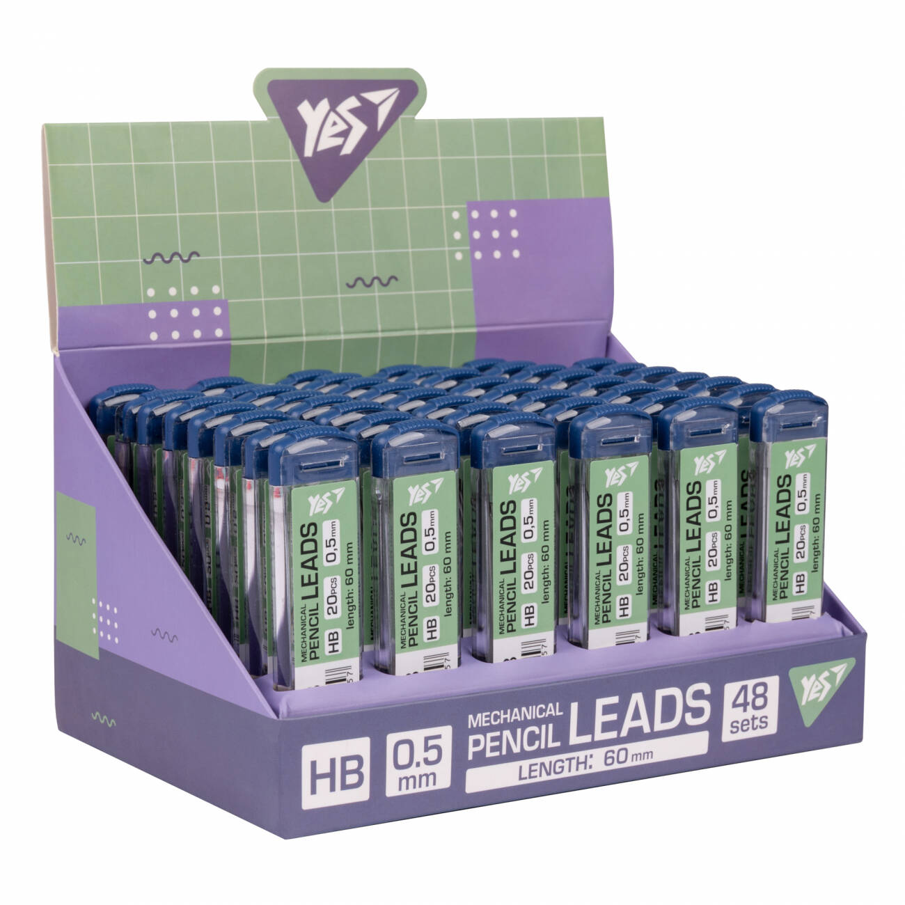 Набор грифелей для механических карандашей "Fusion" HB 0,5х60мм, контейнер. 7*1см, ТМ Yes, Украина (20шт/уп)