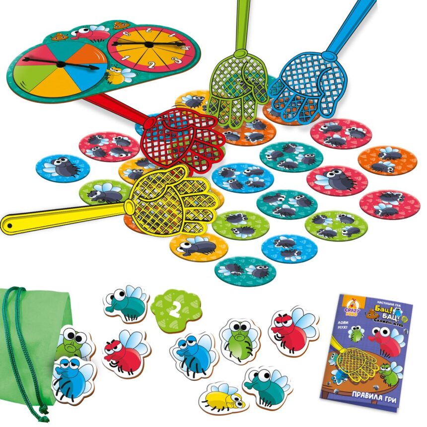 Гра настільна розважальна "Бац! Бац! Скажені мухи", в кор., ТМ Vladi Toys, Україна