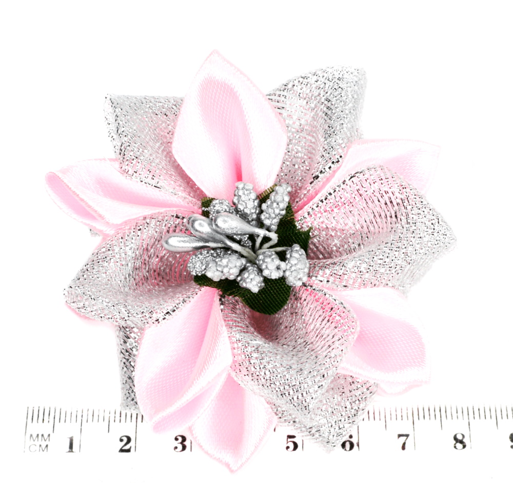 Бантик-цветок на резинке 3 цвета, ЦЕНА ЗА УП. 6ШТ, 3 цвета, в пак. 19*13см (6 шт)