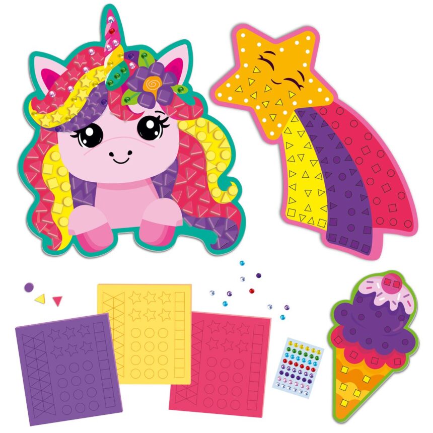 Набір для творчості "М'яка мозаїка стрази. Веселий Єдиноріг", укр., в кор. 22*2,5*30см, ТМ Vladi Toys, Україна