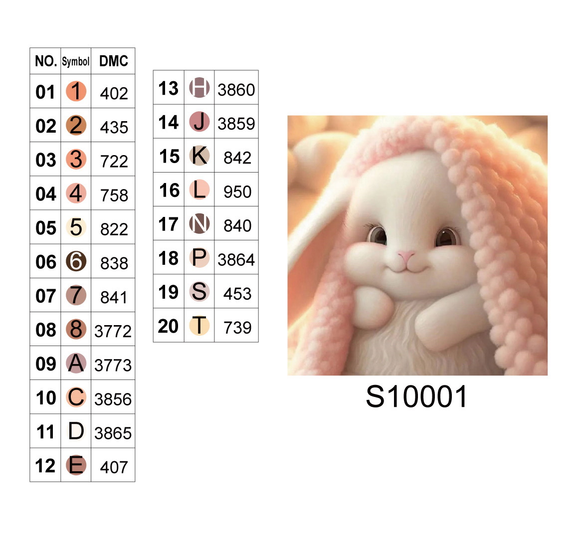 Алмазная мозаика "Милый кролик в пушистом покрывале", 20*20см, на рамке, в кор.21*21*2,5см, ТМ Dreamtoys