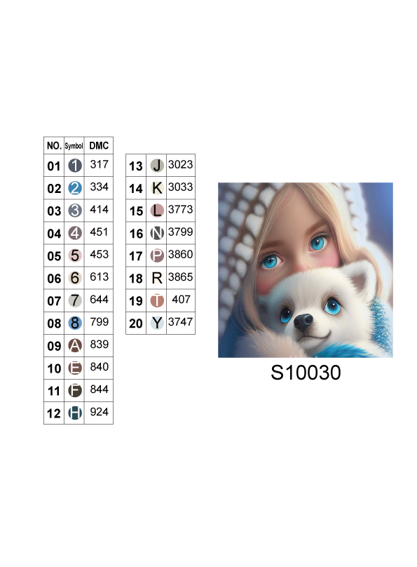 Алмазная мозаика "Голубоглазая девочка с щенком", 20*20см, на рамке, в кор.21*21*2,5см, ТМ Dreamtoys