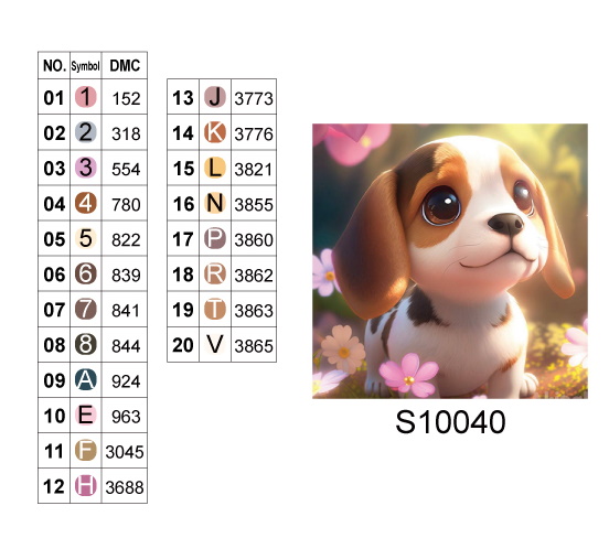 Алмазна мозаїка "Щеня в квітах", 20*20см, на рамці, в кор.21*21*2,5см, ТМ Dreamtoys