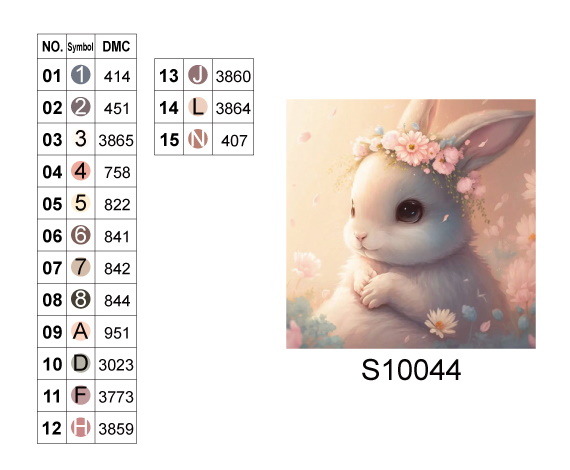 Алмазна мозаїка "Кролик у квітковому вінку", 20*20см, на рамці, в кор.21*21*2,5см, ТМ Dreamtoys