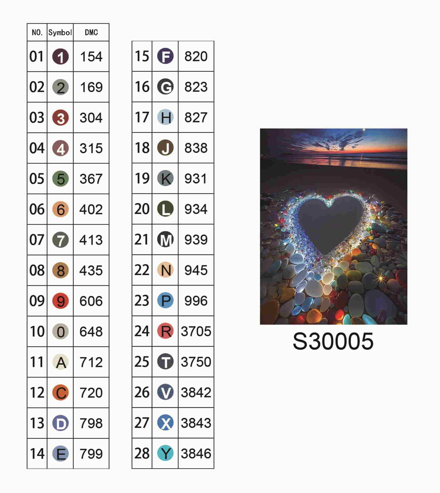 Алмазная мозаика "Сердце из камней на пляже", без подрамника, 30*40см, в кор. 39*8*3см, ТМ Dreamtoys