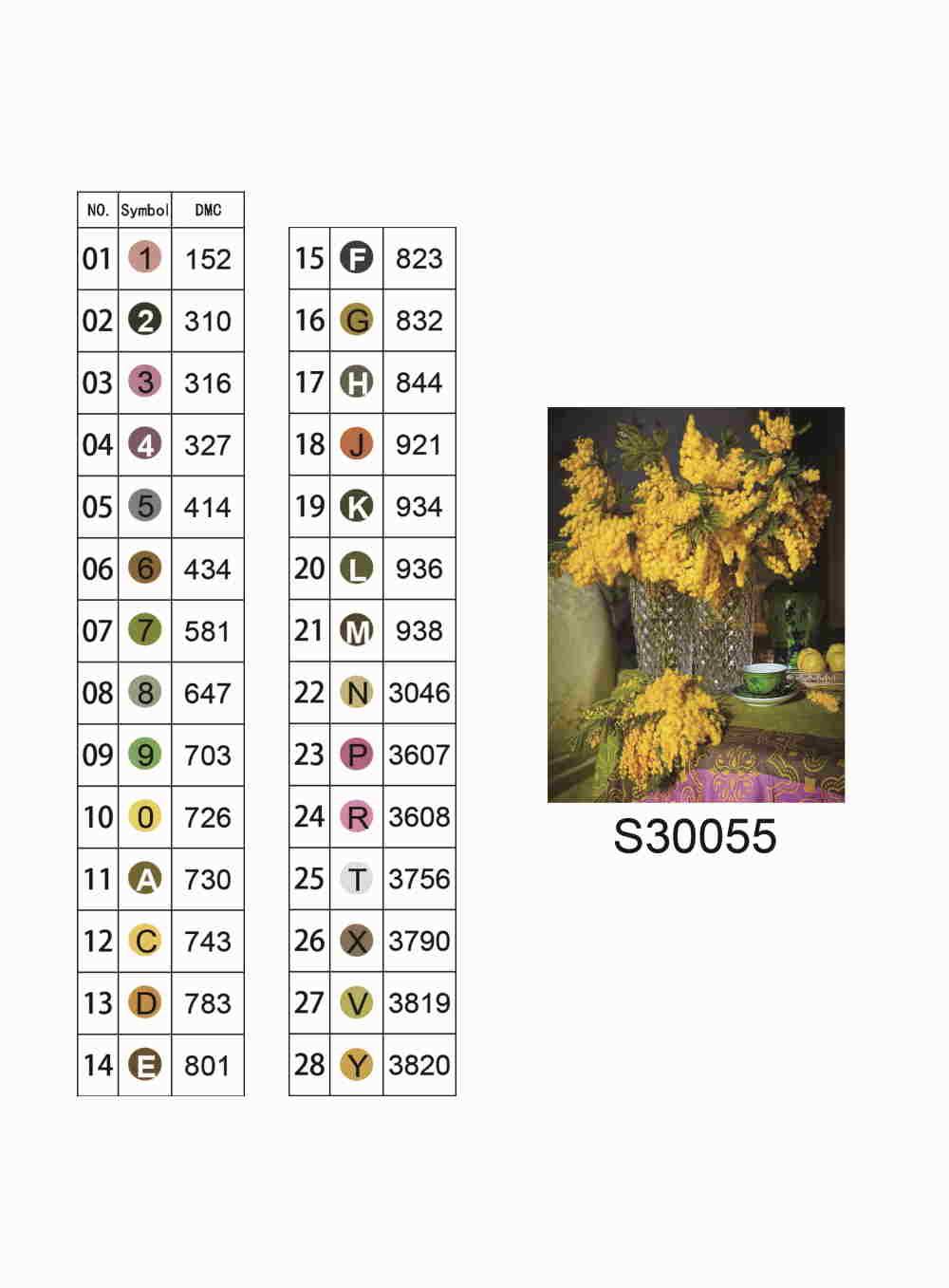 Алмазна мозаїка "Мімоза на столі", без підрамника, 30*40см, в кор. 39*8*3см, ТМ Dreamtoys