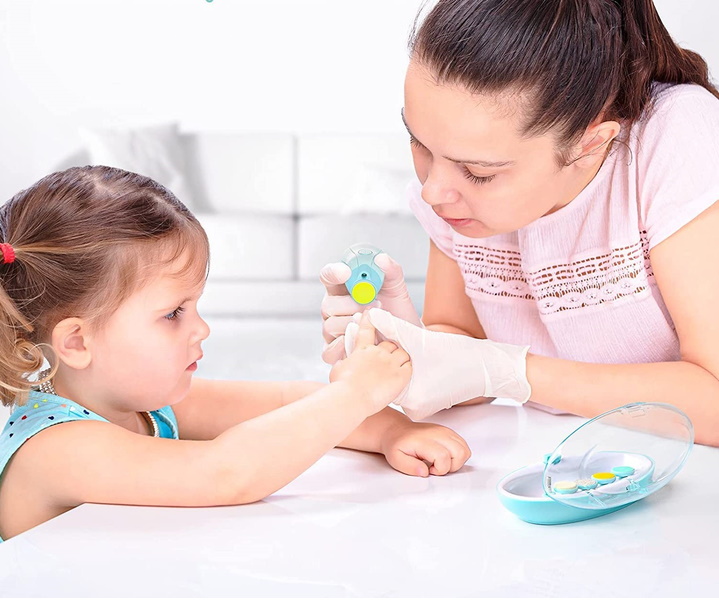 Детский триммер-пилка для ногтей на батарейках, розовый, 6 насадок, кор.16*9*5