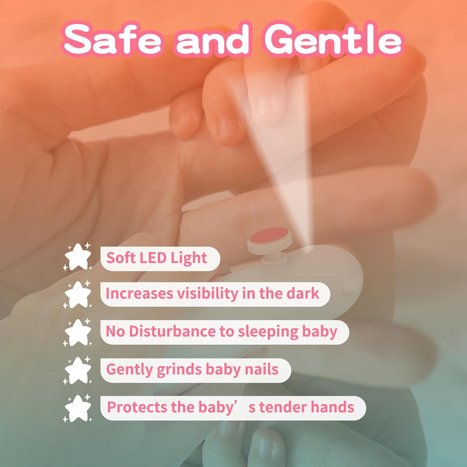 Детский триммер-пилка для ногтей на батарейках, розовый, 5 насадок, кор.16*9*5см