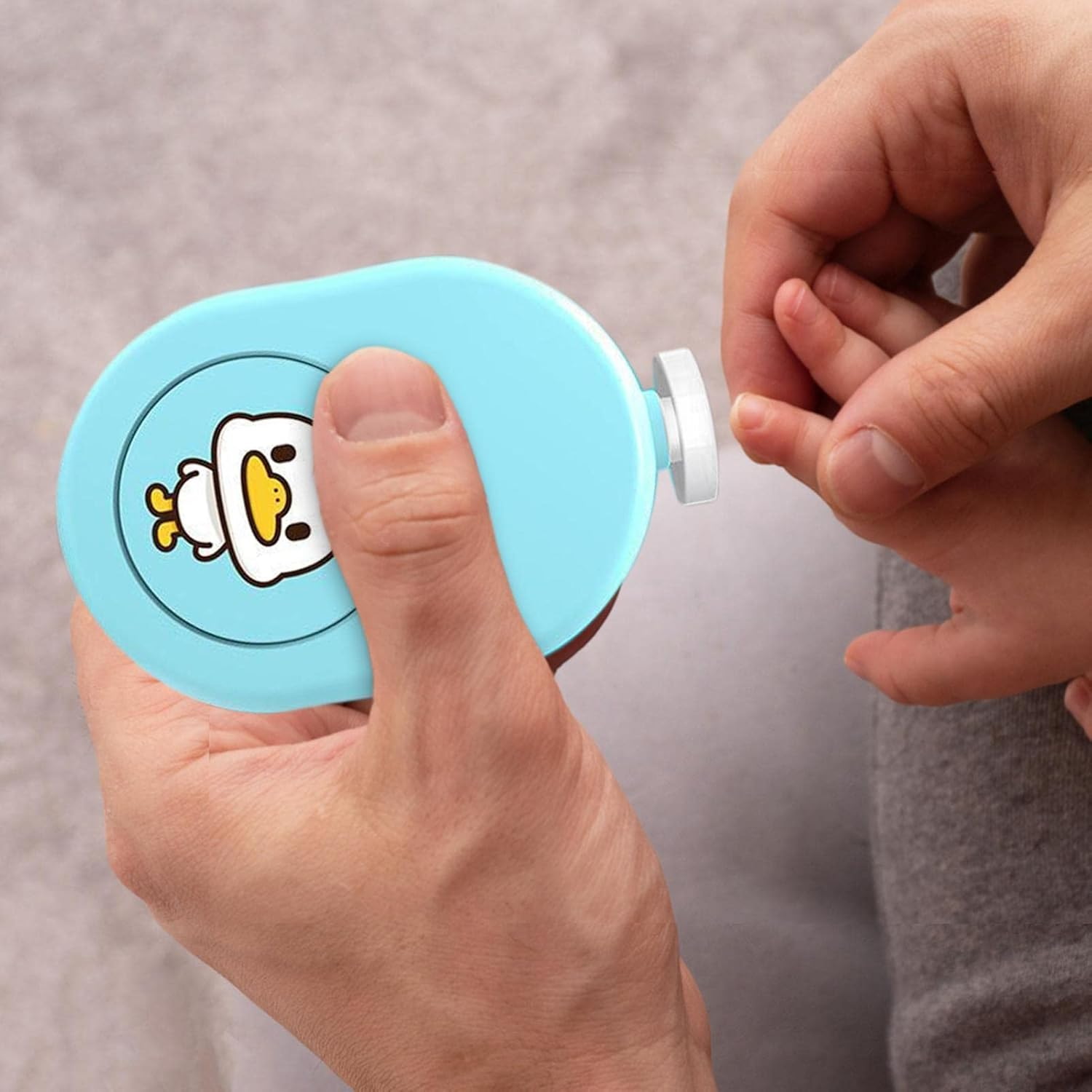 Детский триммер-пилка для ногтей на батарейках, голубой, 4 насадки, пак. 15*15см