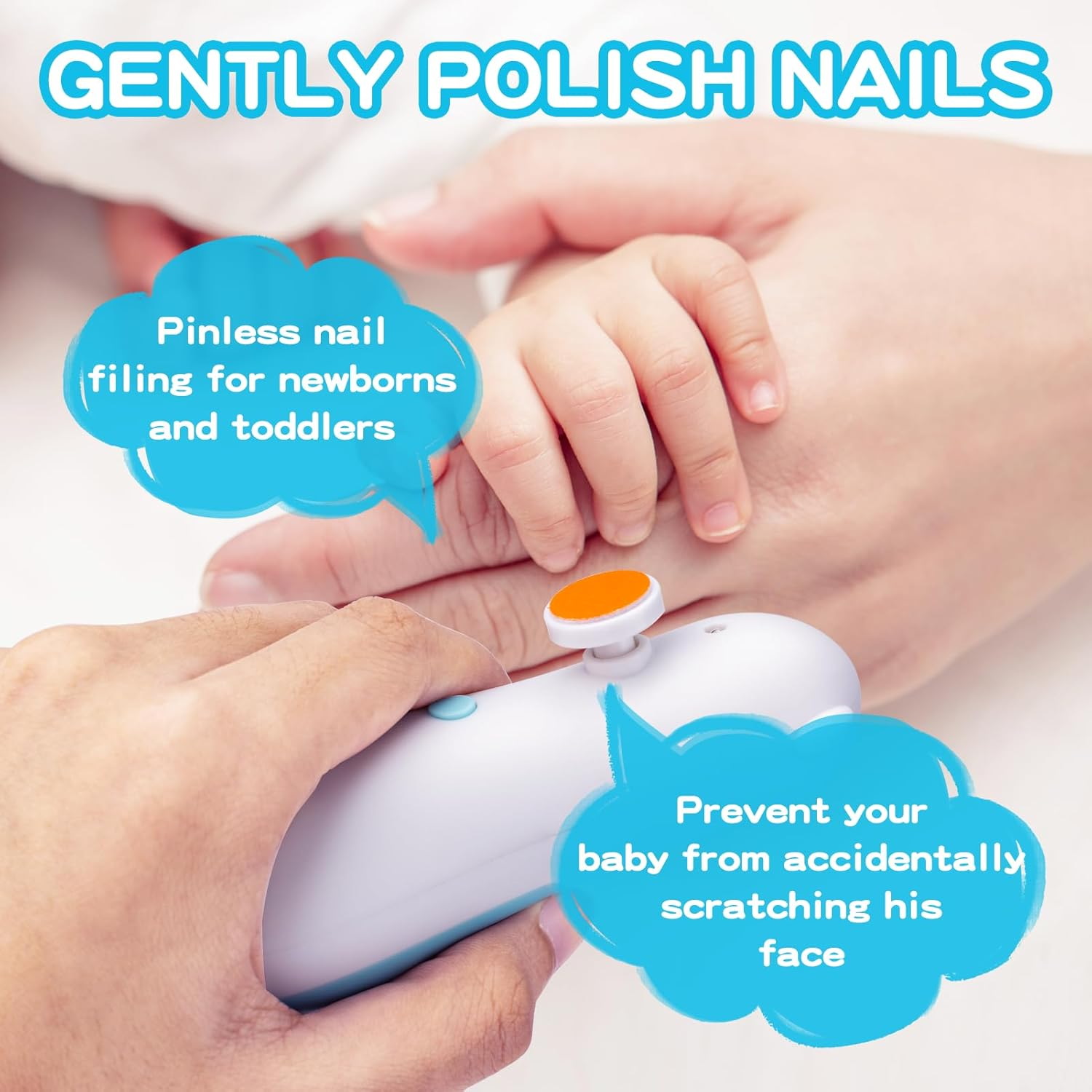 Дитячий тример-пилка для нігтів на батарейках, синій, 5 насадок, кор.16*9*5