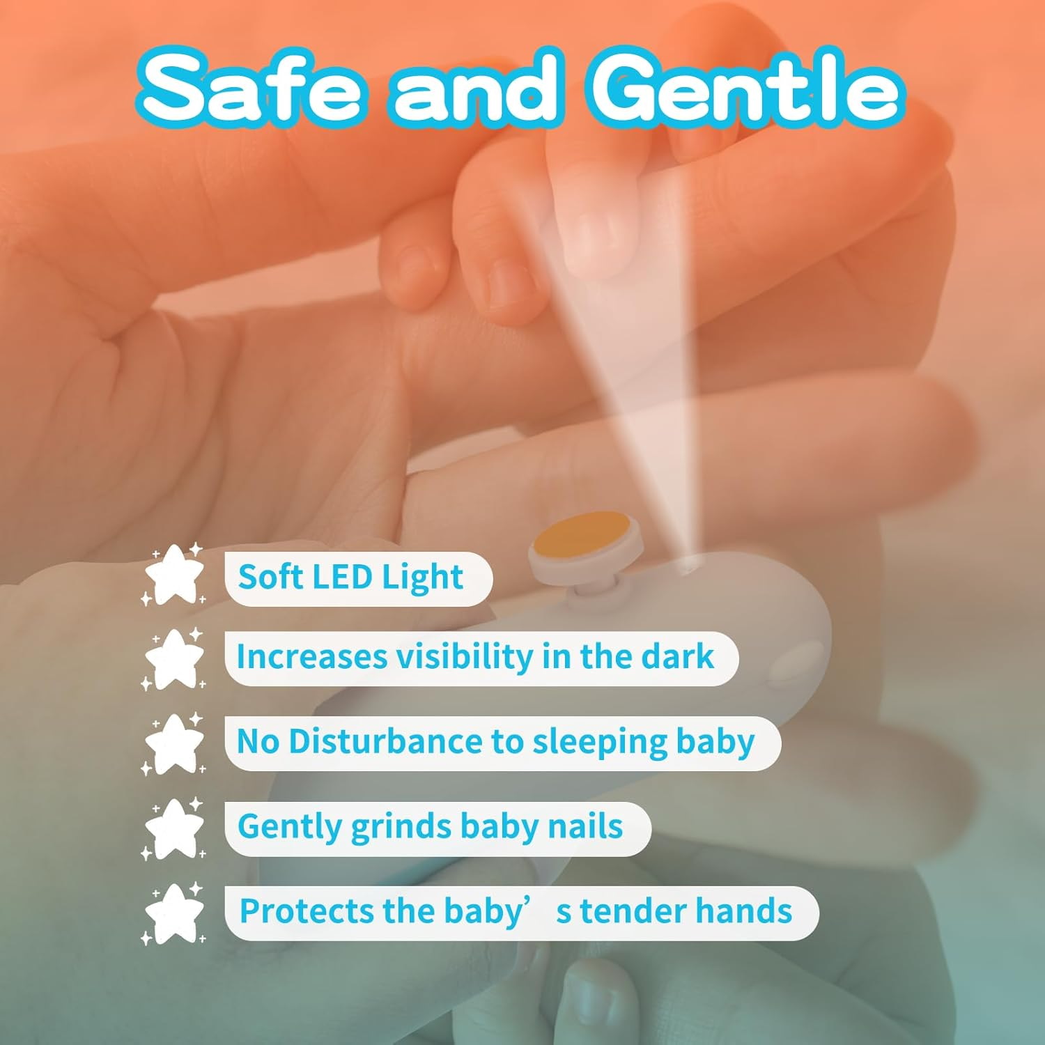 Дитячий тример-пилка для нігтів на батарейках, синій, 5 насадок, кор.16*9*5