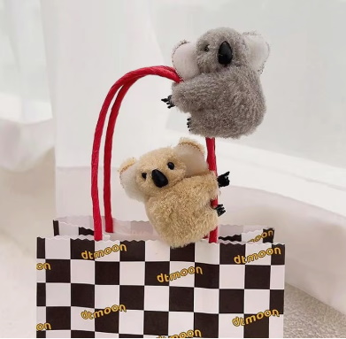 Зажим для волос плюшевая Коала бежевая, пак.12*11см