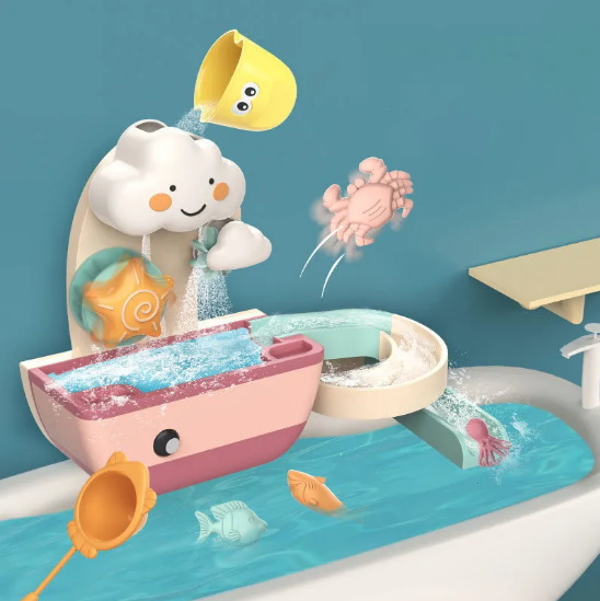 Игрушка для ванной Набор рыбалка с вращающейся дорожкой, в кор. 33*30*13см