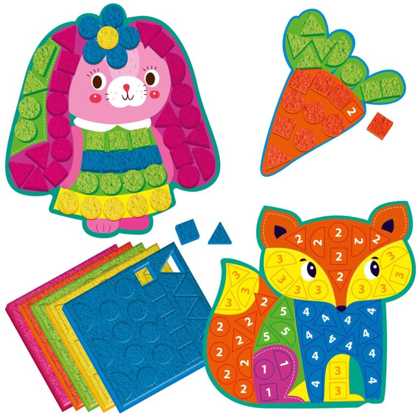 Набор для творчества с плюшевой мозаикой "Зайчик и Лиса", пак. 26*21см, ТМ Vladi Toys, Україна