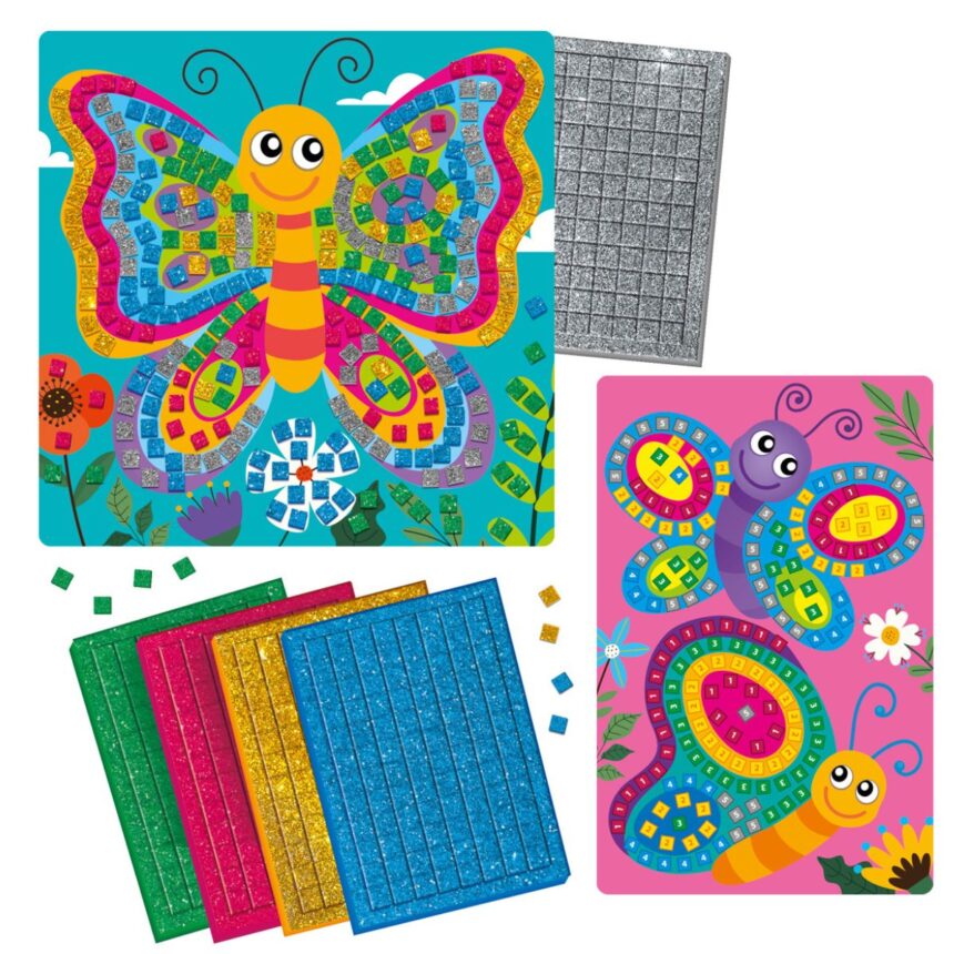 Набор для творчества с блестящей мозаикой "Бабочки", ТМ Vladi Toys, Украина в пак.26*21см