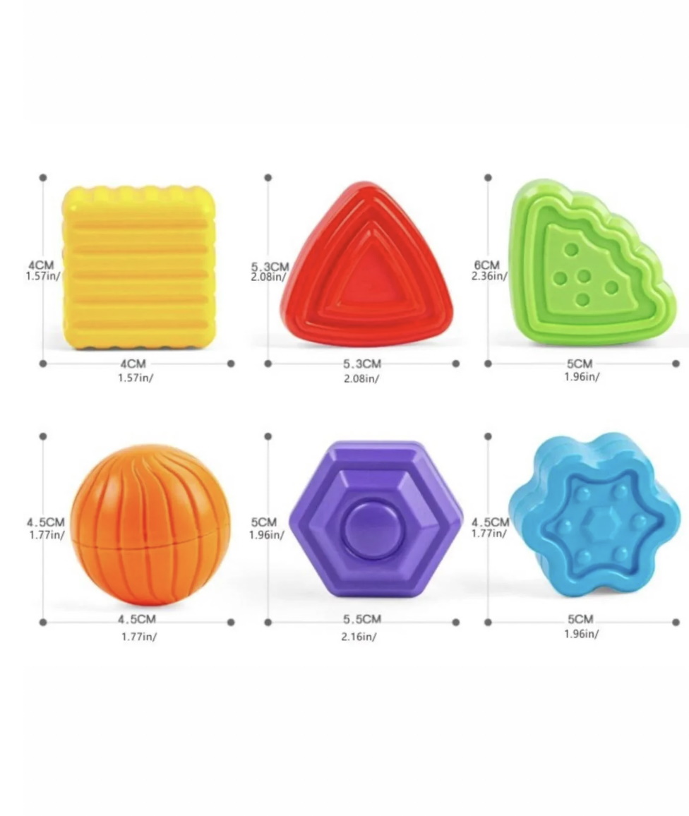 Сортер 13см, ребра-резинки, фигурки-погремушки 6шт, 2 вида, в кор. 14,5*19,5*14,5см (48шт)