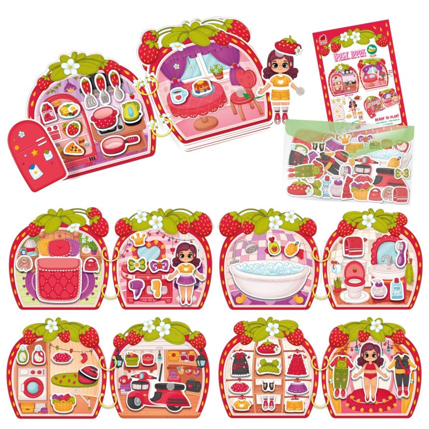 Игра развивающая Roter Kafer с липучками. Бизи Бук. Клубничный домик Эмилии, в кор. 21*21*6см, ТМ Vladi Toys, Украина