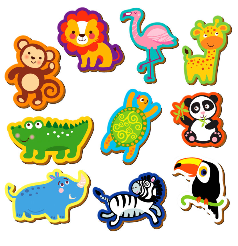 Набор магнитов "Зоопарк" (укр) в кор.14*10,5*5,5 см, ТМ Vladi Toys, Украина (12шт)