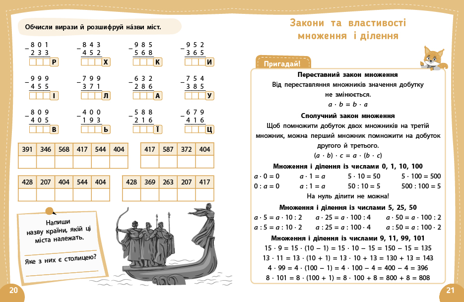Книга Літній тренажер. Математика. Я йду в 4 клас, 21,5*16,5см, ТМ УЛА, Україна