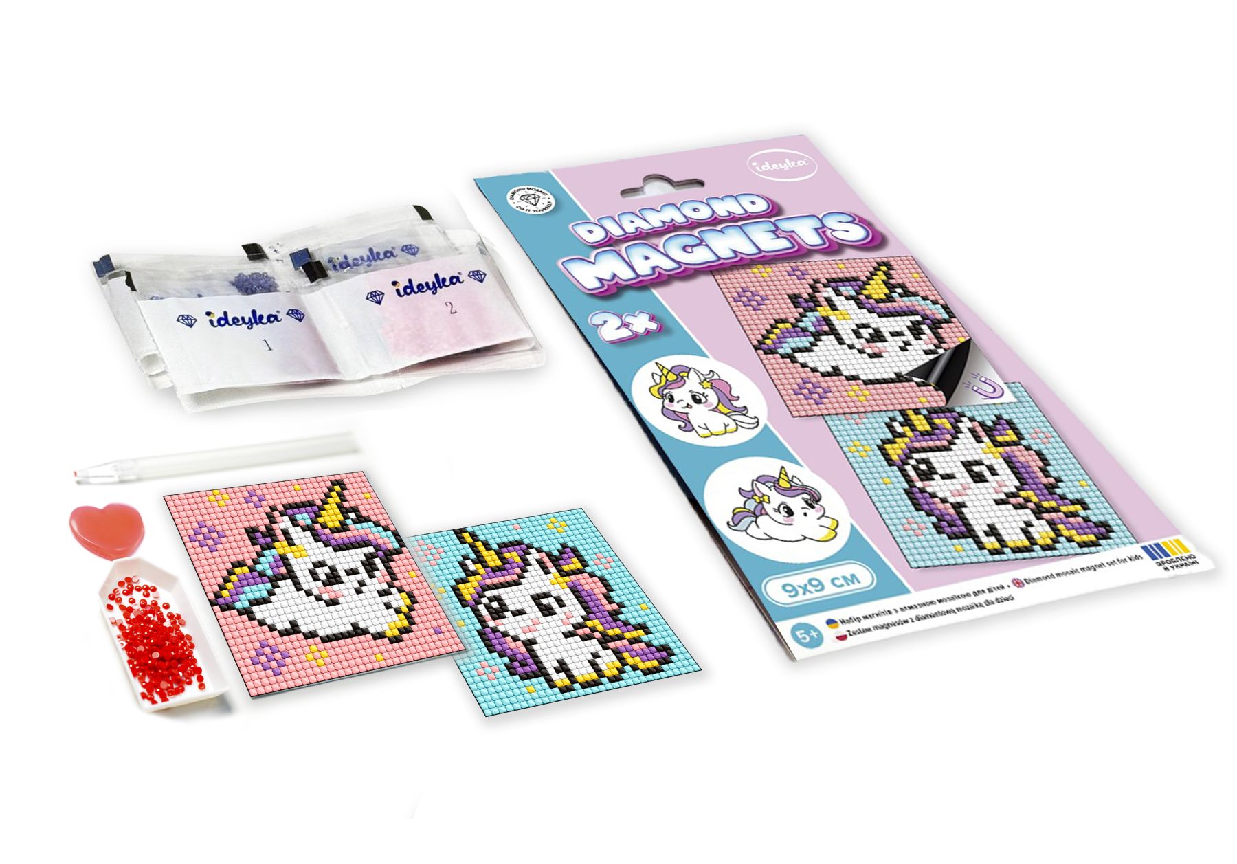 Алмазная мозаика на магнитной основе для детей "Капибара: бананы" 9х9см, термопакет, ТМ Идейка, Украина