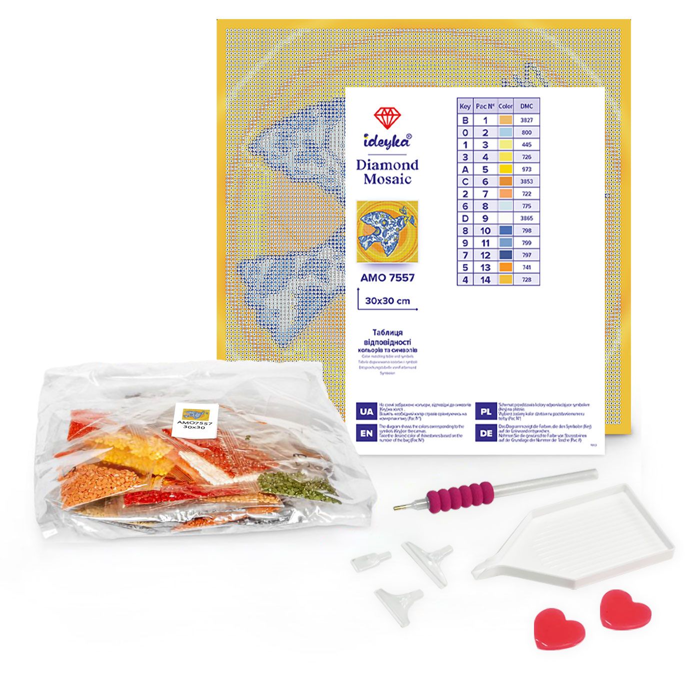 Алмазная мозаика для детей "Добрый дельфин" 30х30см, термопакет, ТМ Идейка, Украина