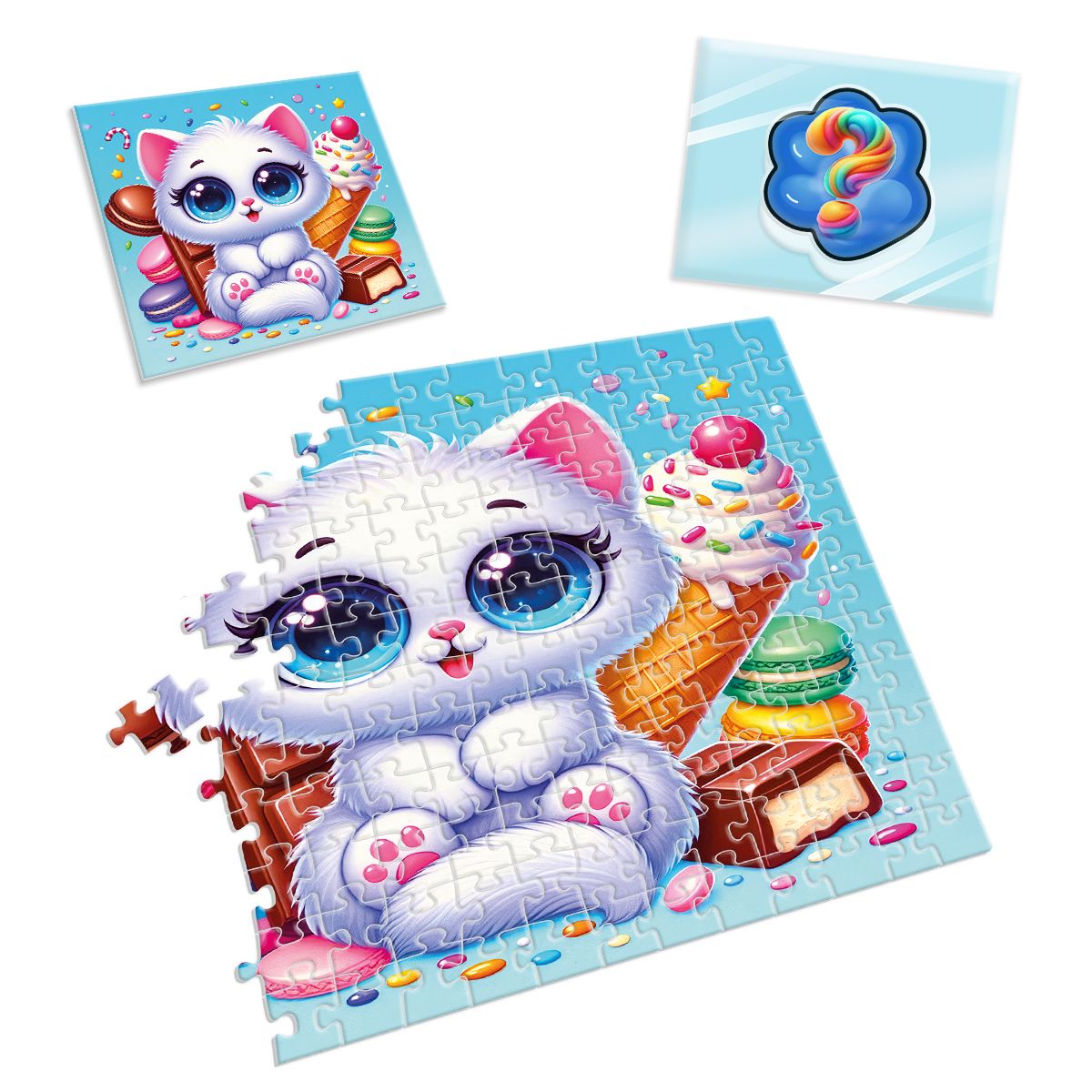 Игра развивающая пазлы с сюрпризом "Біле кошенятко" (укр), ТМ Vladi Toys, Украина