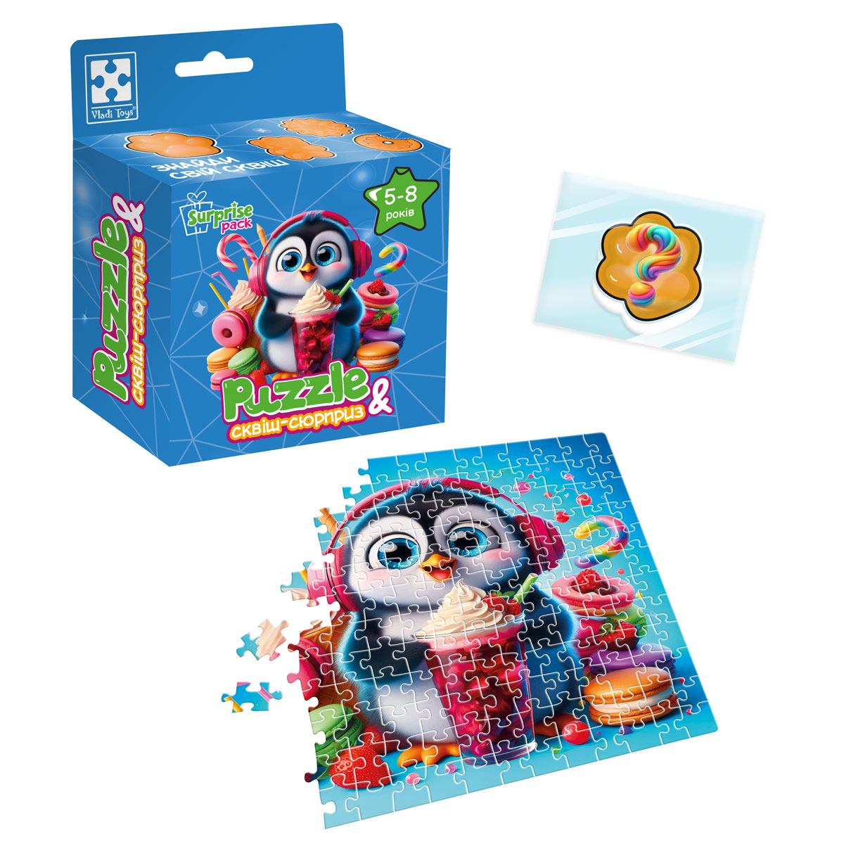 Игра развивающая пазлы с сюрпризом "Пінгвінятко" (укр), ТМ Vladi Toys, Украина
