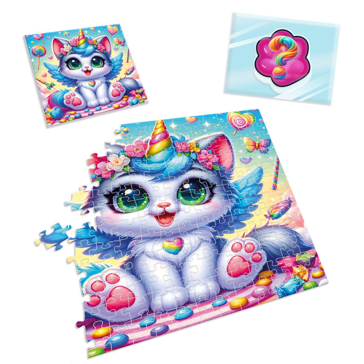 Игра развивающая пазлы с сюрпризом "Котик-єдиноріжка" (укр), ТМ Vladi Toys, Украина