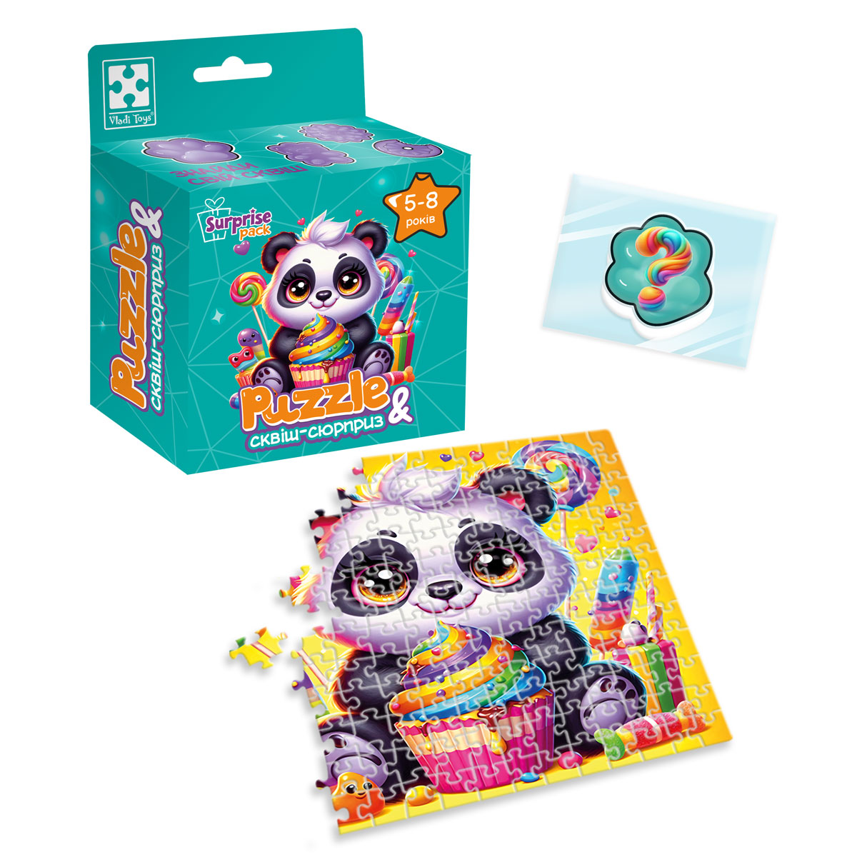 Гра розвиваюча пазли із сюрпризом "Панда" (укр), ТМ Vladi Toys, Україна