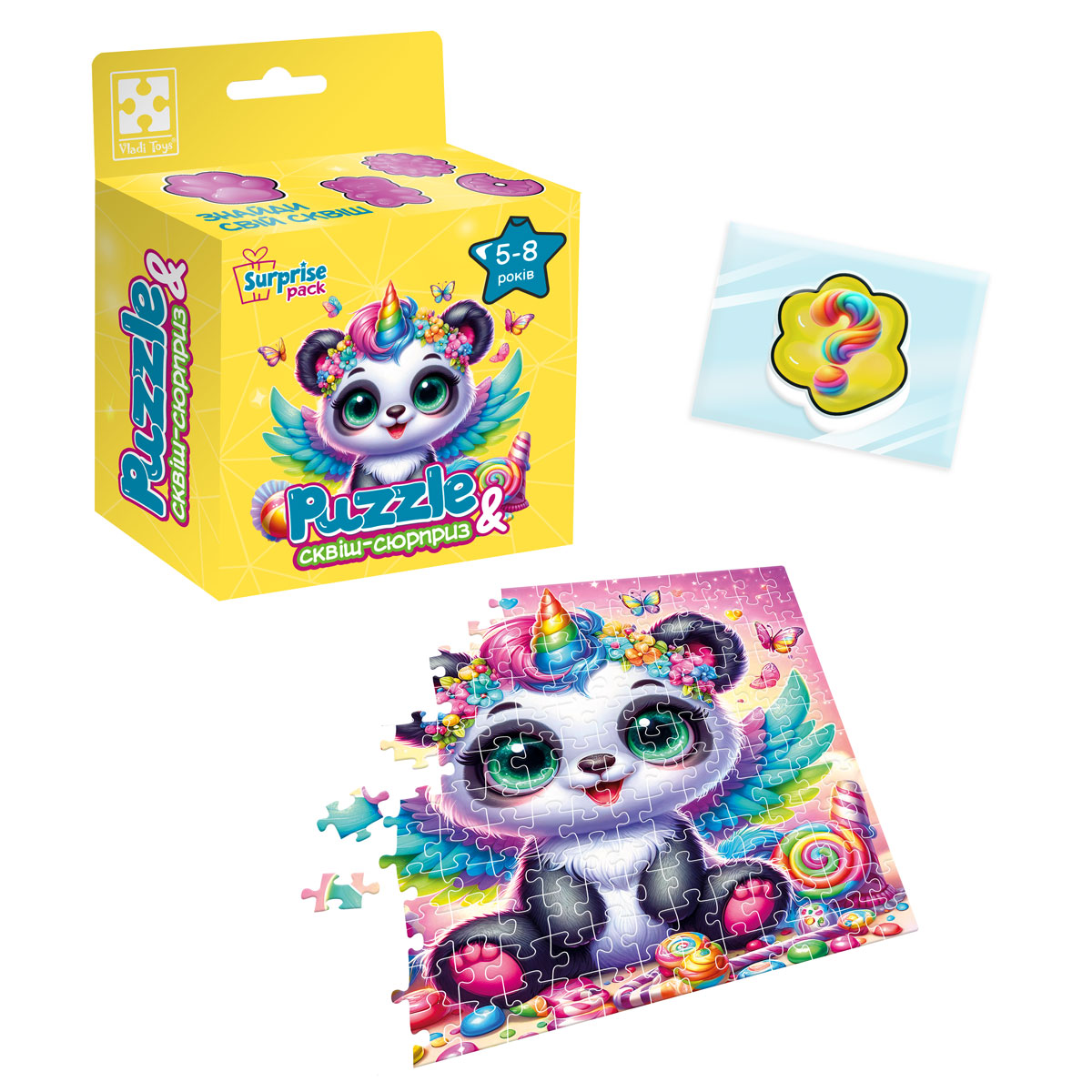 Игра развивающая пазлы с сюрпризом "Панда-єдиноріжка" (укр), ТМ Vladi Toys, Украина