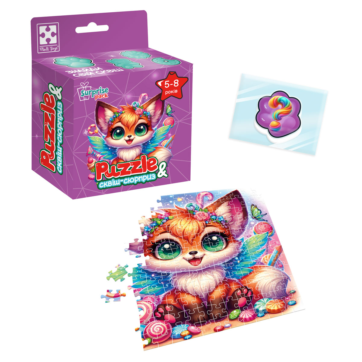 Игра развивающая пазлы с сюрпризом "Лисеня" (укр), ТМ Vladi Toys, Украина