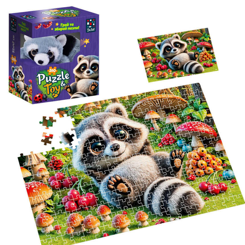 Пазлы De.tail. Єнотик 260 деталей, ТМ Vladi Toys, Украина