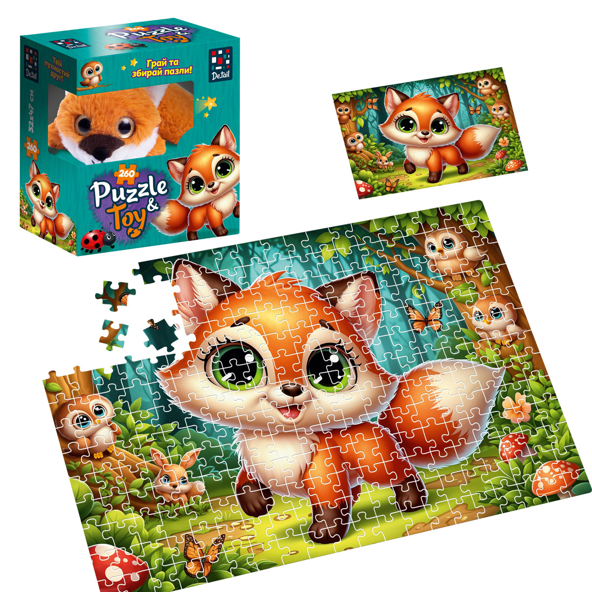 Пазли De.tail. Лисеня 260 деталей, ТМ Vladi Toys, Україна