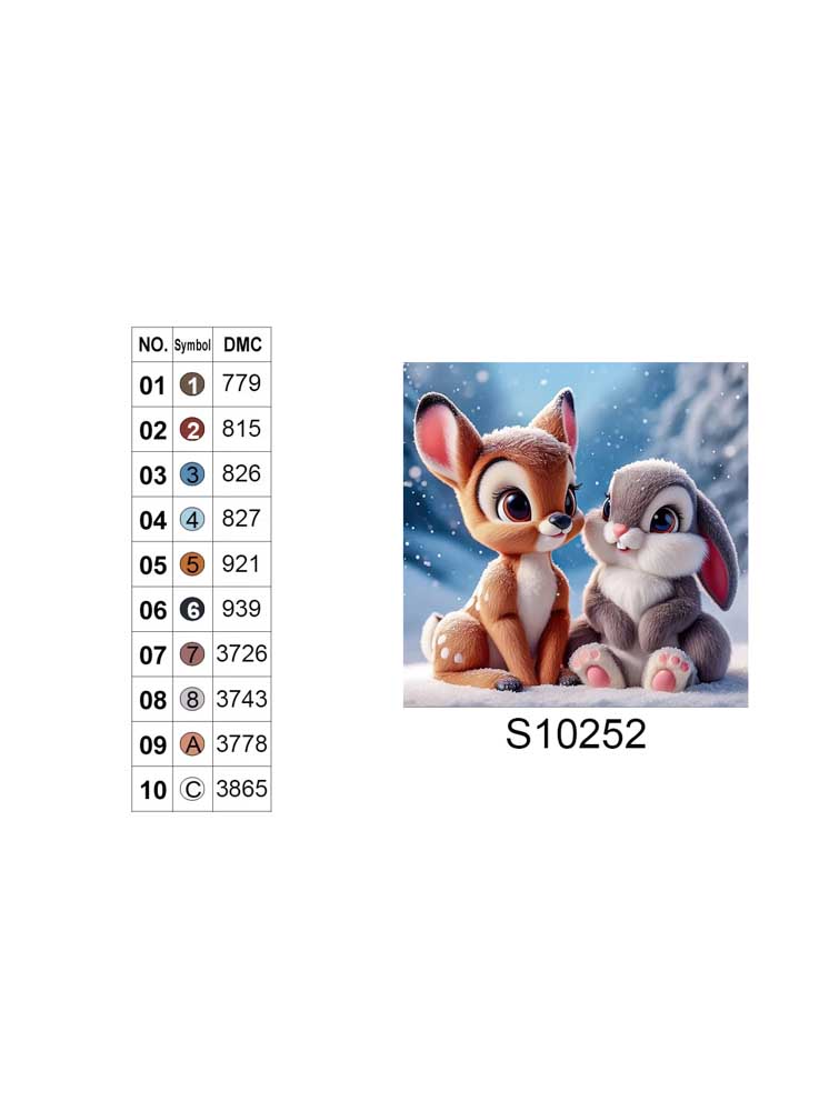 Алмазная мозаика "Оленёнок с зайчиком", 20*20см, на рамке, в кор. 21*21*2,5см, ТМ Dreamtoys
