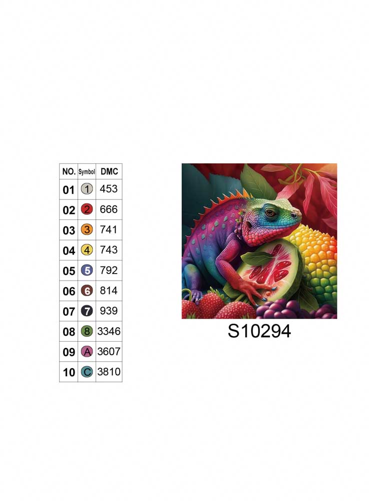 Алмазная мозаика "Хамелеон с фруктами", 20*20см, на рамке, в кор. 21*21*2,5см, ТМ Dreamtoys