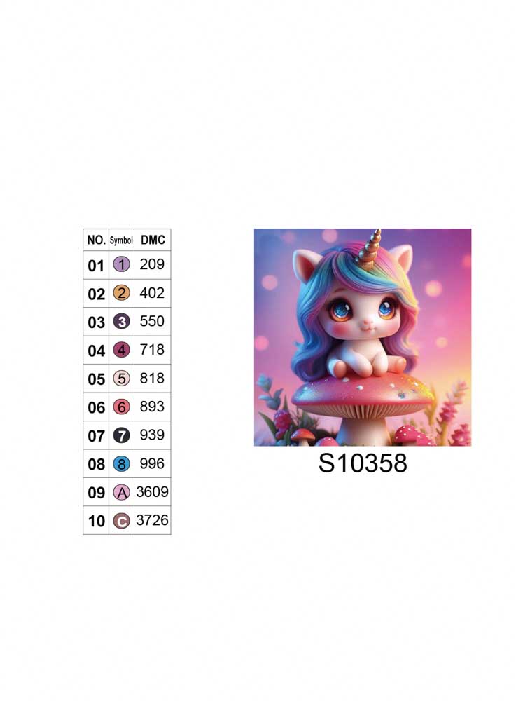Алмазная мозаика "Милая единорожка на грибочке", 20*20см, на рамке, в кор. 21*21*2,5см, ТМ Dreamtoys