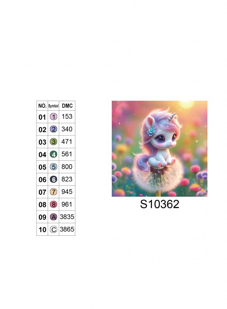Алмазная мозаика "Единорожка на одуванчике", 20*20см, на рамке, в кор. 21*21*2,5см, ТМ Dreamtoys