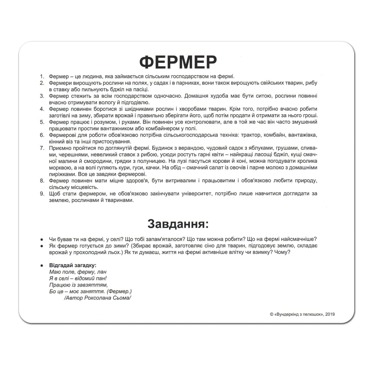 Карточки большие украинские с фактами, ламинированные "Професії" 20 карт., в пак. 16,5*19,5см, ТМ Вундеркинд с пеленок, Украина