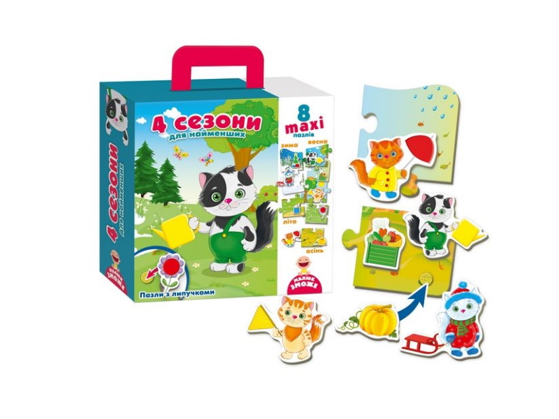 Пазлы с липучками "4 сезоны" (укр.), в кор. 22*22*6см, ТМ Vladi Toys, Украина